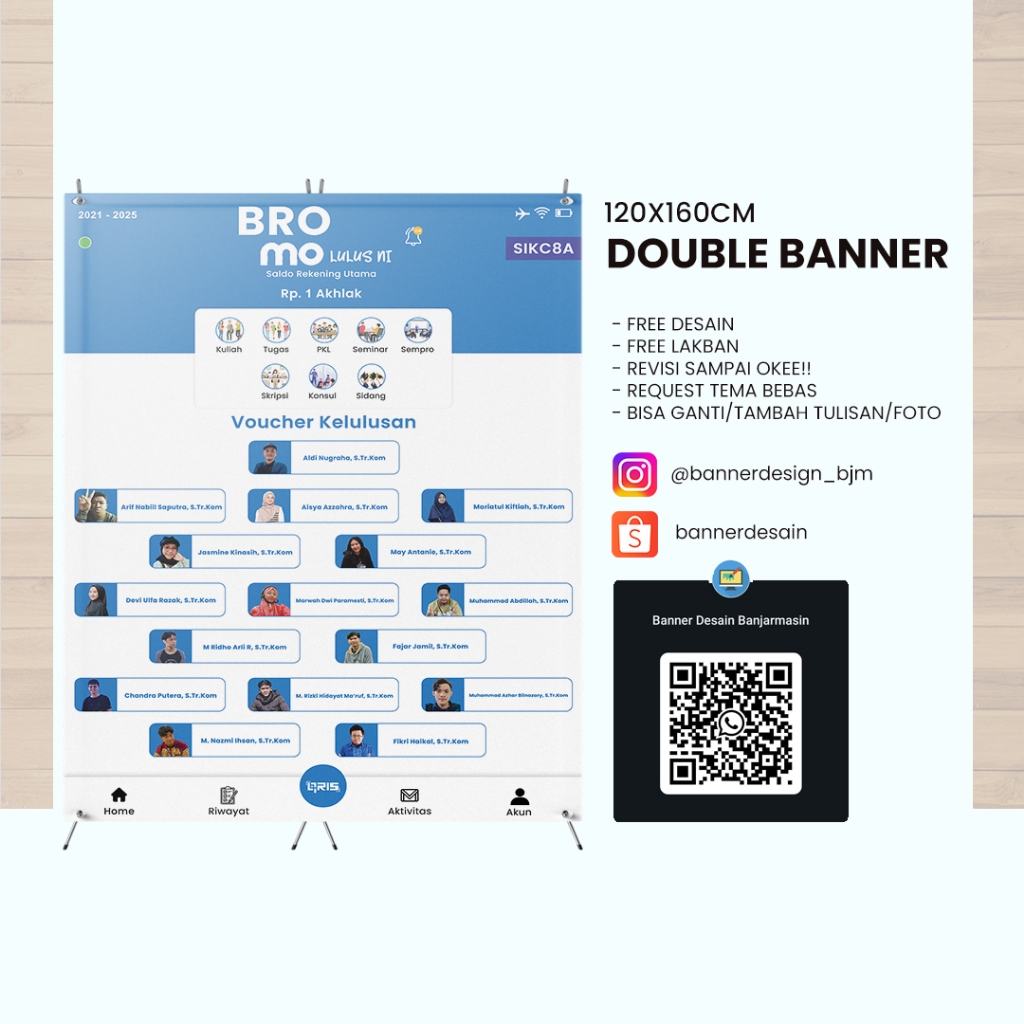 Double Banner, X Banner Sidang/Wisuda/Skripsi