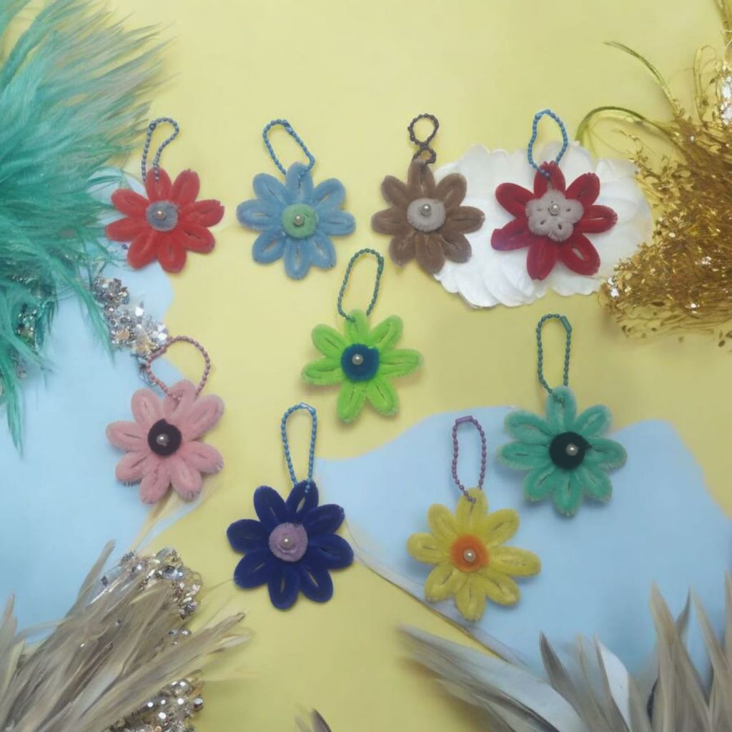 Gantungan kunci tas bunga kawat bulu (Grosir)