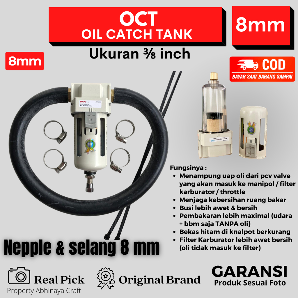 OCT 10mm 3/8 Inch Filter Uap Oli Mesin OCT Oil Cath Tank Variasi Sparepat Mobil Penampung Uap Oli Me