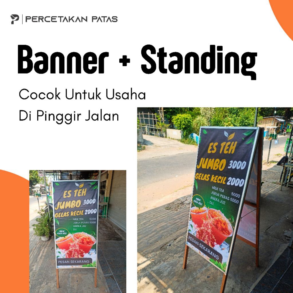 Banner Standing , Banner Kayu , Banner Pinggir Jalan Raya, Banner Standing , Standing Banner, Banner