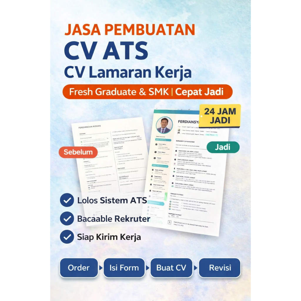 Jasa Pembuatan CV ATS | CV Lamaran Kerja | Fresh Graduate & SMK | Cepat Jadi
