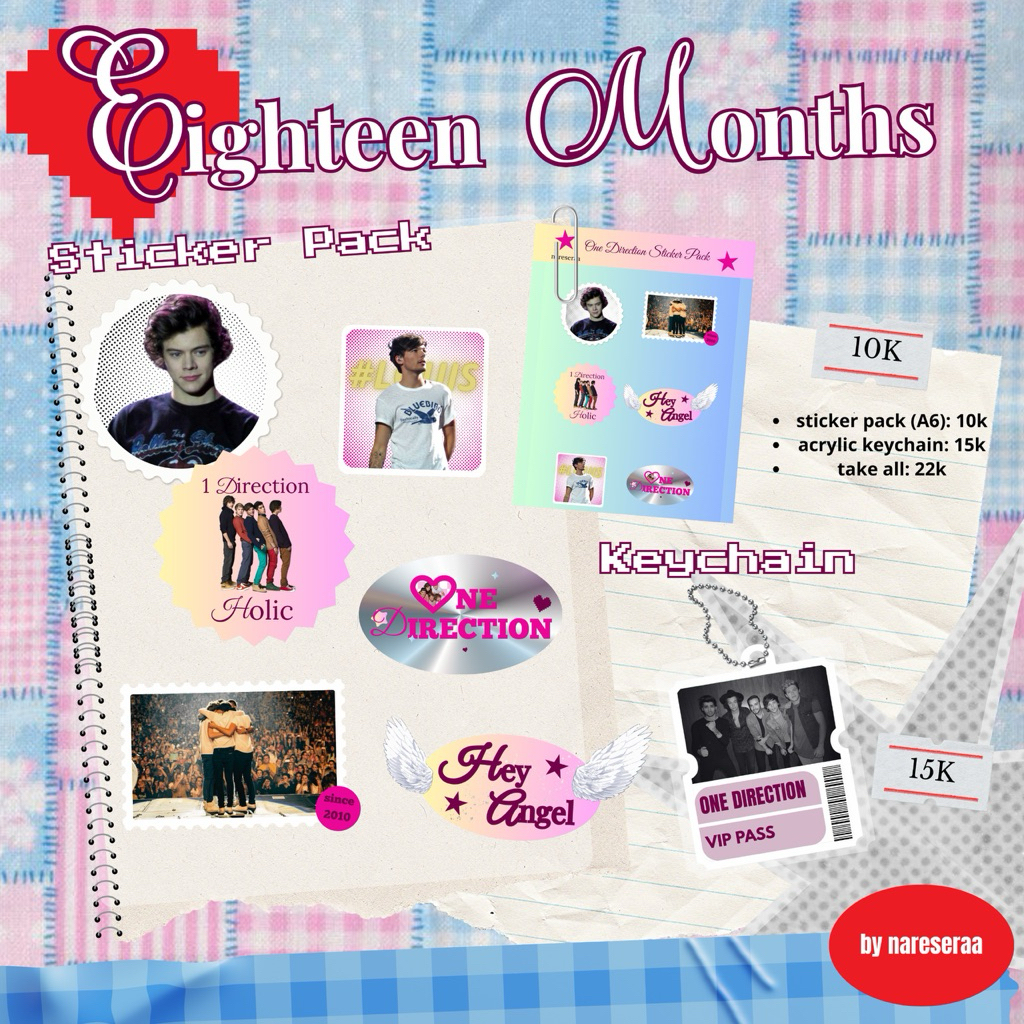 PO One Direction Sticker Pack & Keychain
