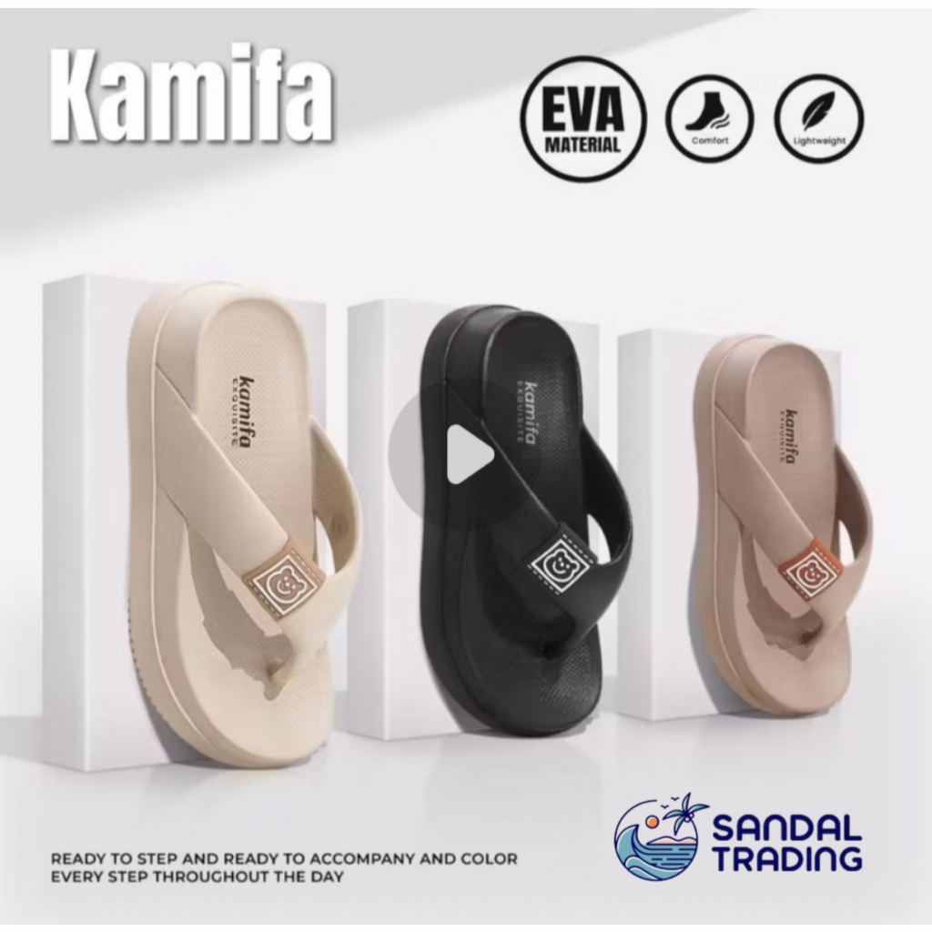 Sandal Jepit Wanita Karet Bahan Eva Anti-Slip Motif Beruang