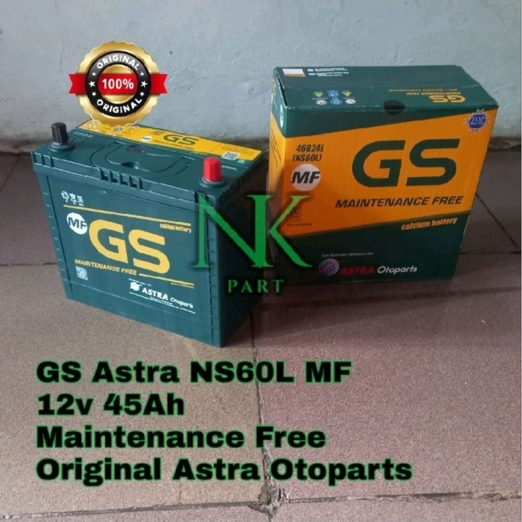 Aki Mobil Suzuki Ertiga, Baleno, Aerio Accu GS Astra NS60L 46B24L MF 45Ah