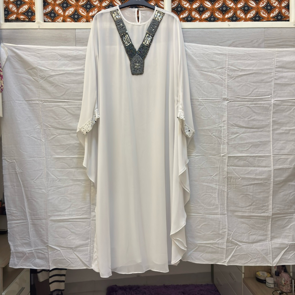 baju muslim dress kaftan putih