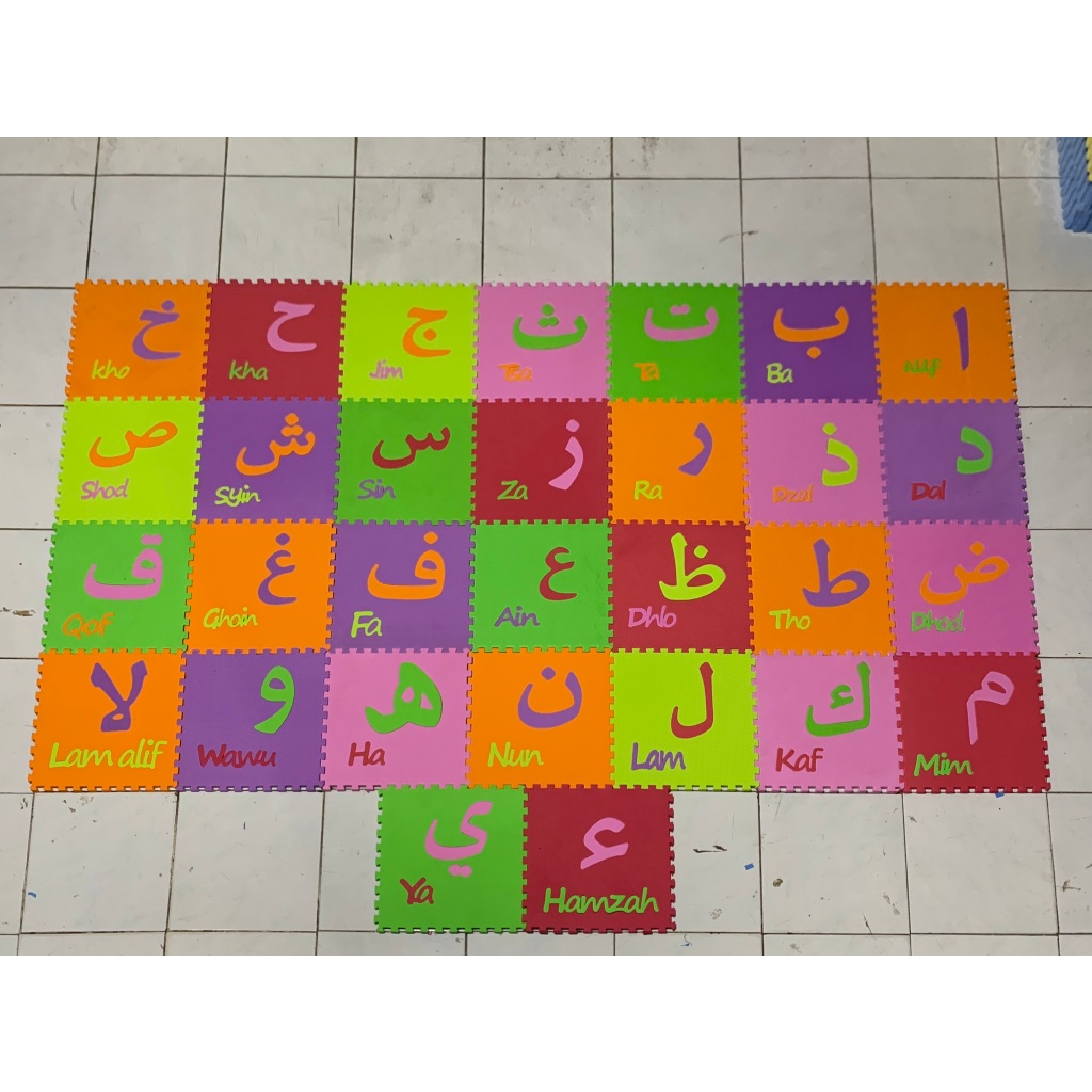 Matras Puzzle Huruf Hijaiyah 30x30x1 isi 30 pcs matras lantai anak/alas lantai/mainan edukatif/playm