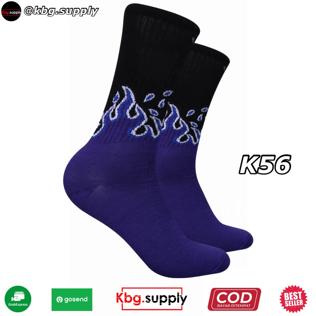 Kaos Kaki Oldschool - Kaos Kaki Skate Api Ungu Indigo Black - Kbg.Supply - K56