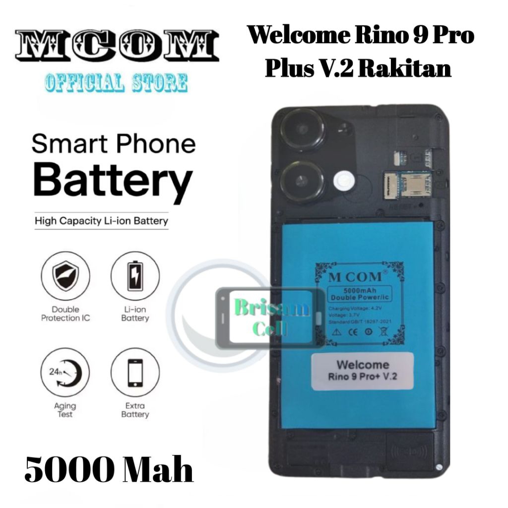 Mcom Welcome Rino 9 Pro Plus V.2 / Rino 9 Pro+ Versi 2 Battery Baterai Double Power Kapasitas 5000 M