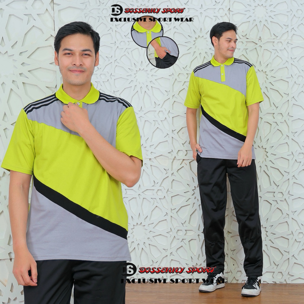 Setelan Baju Olahraga Senam Lengan Pendek Pria / Seragam Senam Olahraga Pria Dan Wanita