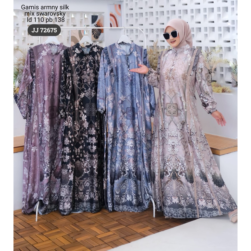 (ISI 2 PCS) JJ 72675 Gamis - TRESNA MUSLIM Gamis Armani Silk