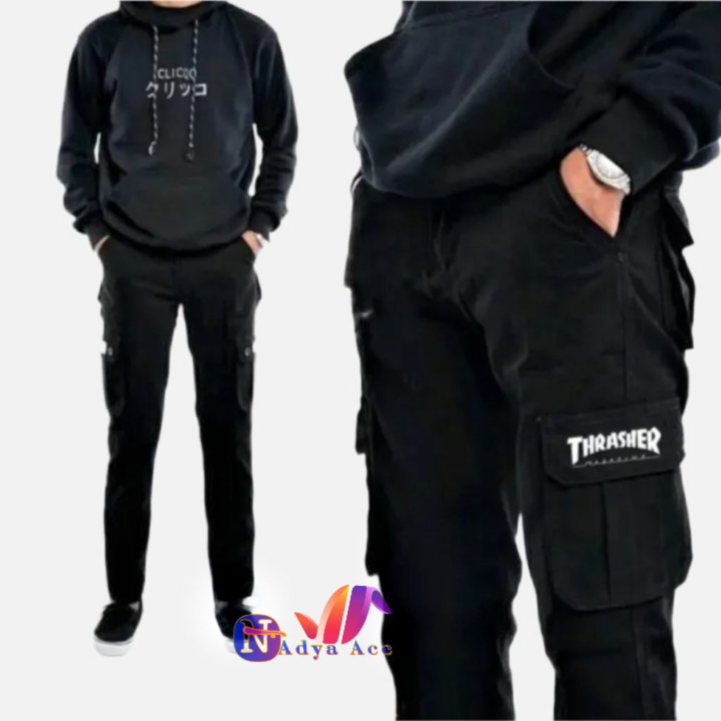 PROMO Celana Cargo Panjang Pria Rib Pinggang THRASER