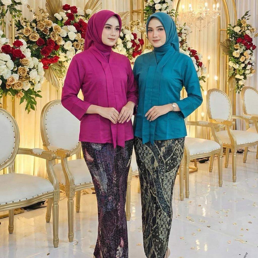Setelan Kebaya Kartini Polos Baloteli/Kebaya Wanita Acara Nasional/Seragam Kerja Wanita