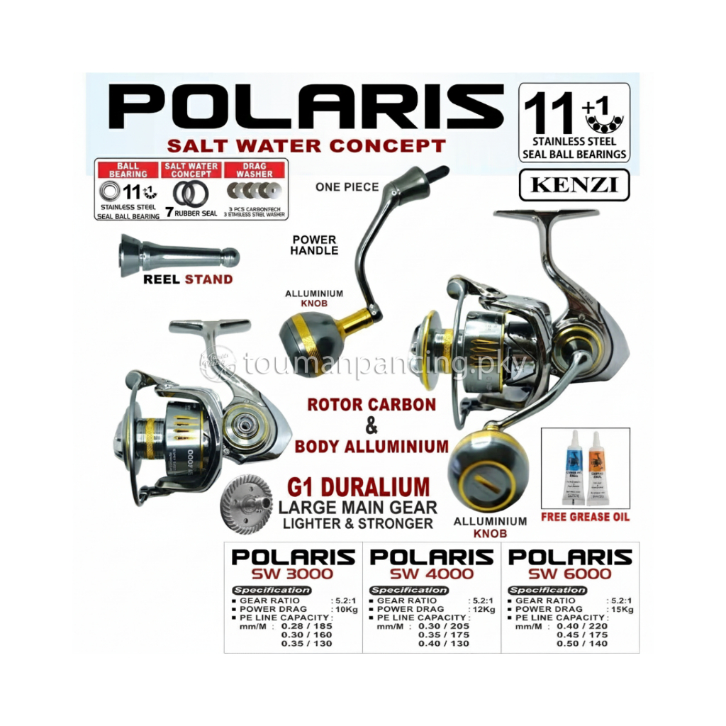 Reel Spinning Kenzi Polaris SW 3000 4000 6000 Saltwater 11BB Power Drag 15Kg