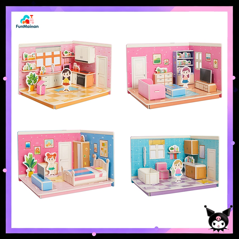 DIY 3D Foam Puzzle Mainan Edukasi Anak Miniatur Interior Rumah Rumahan Bongkar Pasang BP