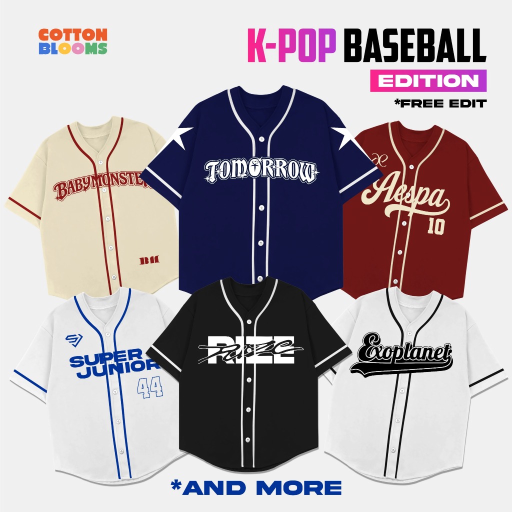Jersey Baseball KPOP Custom Nama & Angka - Baju Kaos Baseball
