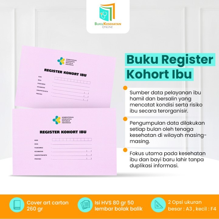 PESANAN | BUKU REGISTER KOHORT IBU - BAYI - BALITA - LANSIA - KB | UKURAN A3 - F4 | JUMLAH BANYAK