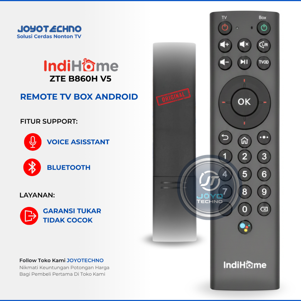 Remote Indihome V5 ZTE ZXV10 B760 B860 Android TV Box ZTE Fiber Indi Home Google Assistant Voice ORI