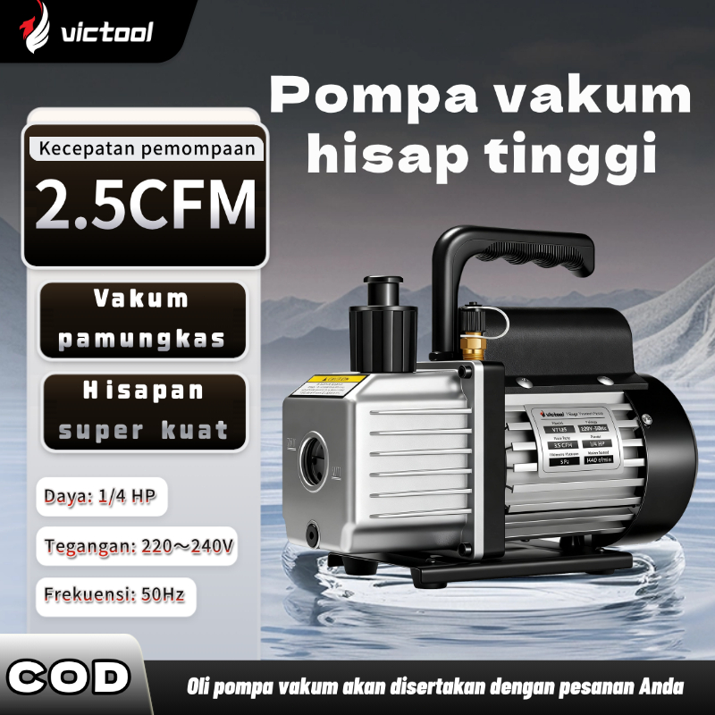 Victool Vacuum Pump Ac 3000W 3.6m³/H pompa vakum portabel perawatan AC kompresor vakum pendingin pom