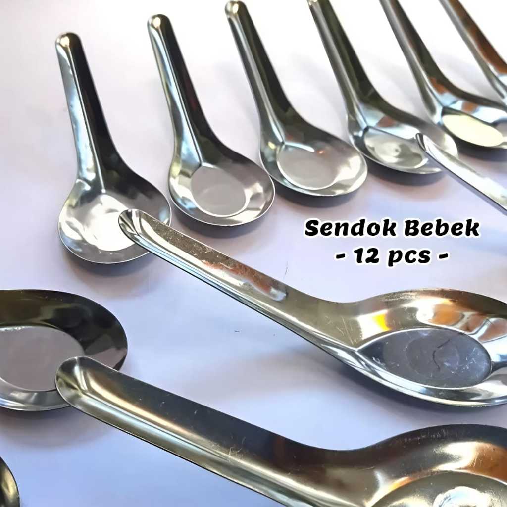 Sendok Bebek Stainless Sendok Sop Buah Sendok Bubur Sendok Bebek Stainless (12 Pcs)/Sendok Bebek Sta