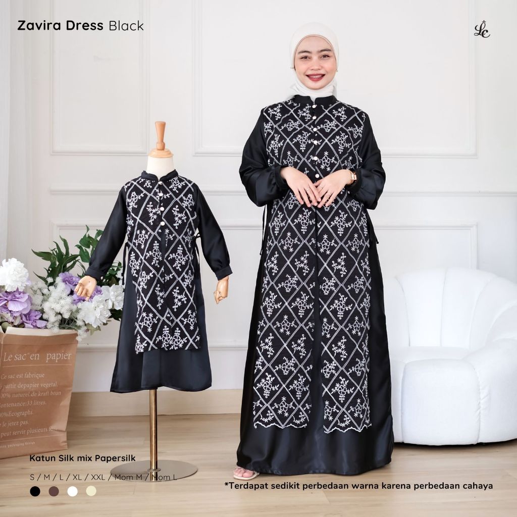 Littlecorwnn -  Zavira Dress | Gamis Couple Anak dan Ibu | Dress  Bahan Katun Silk mix Papersilk | D