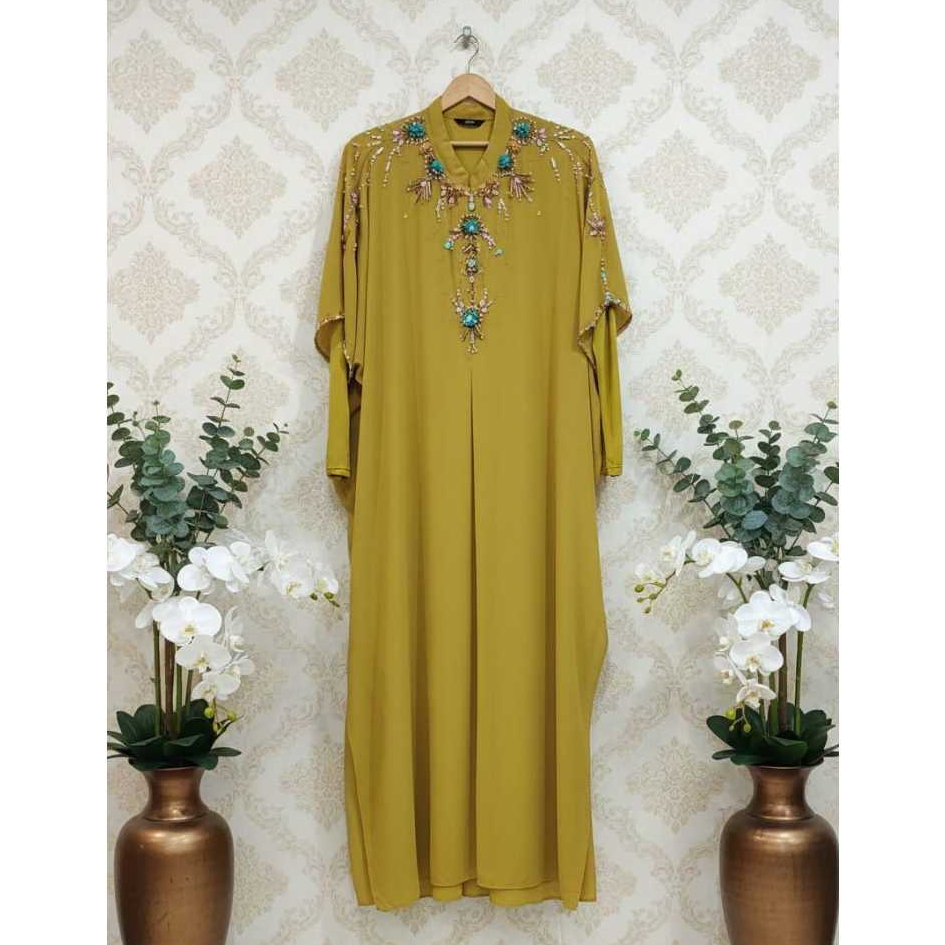 Gamis Kaftan Azizah Bahan Ceruty Ukuran All Size