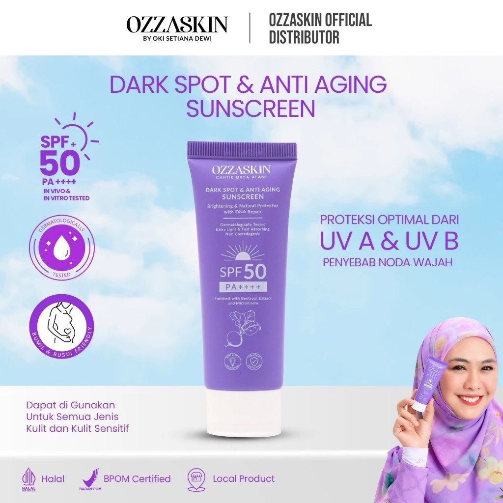 Ozzaskin Sunscreen SPF 50++++ Anti Flek Mencerahkan Halal BPOM