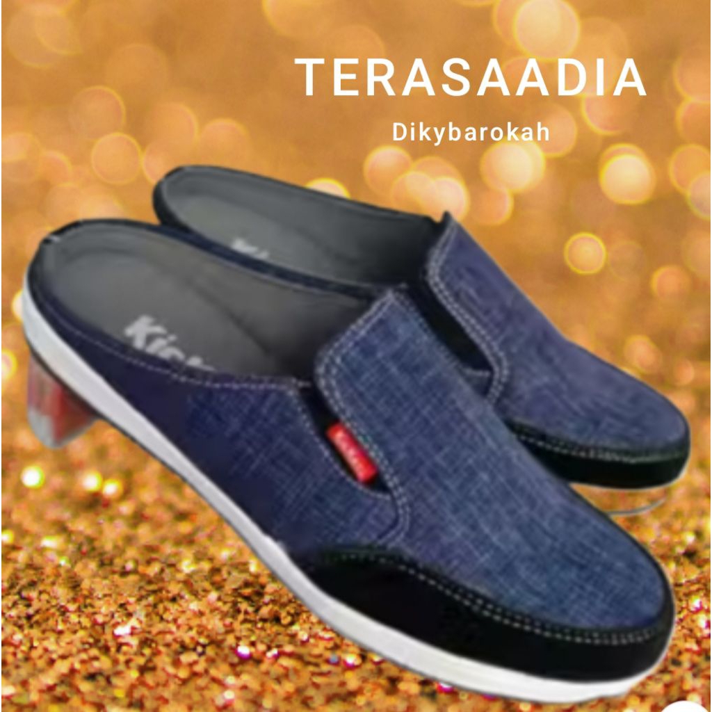 SEPATU SANDAL PRIA SLOP BUSTONG KAIN KAGAWA  MOTIF