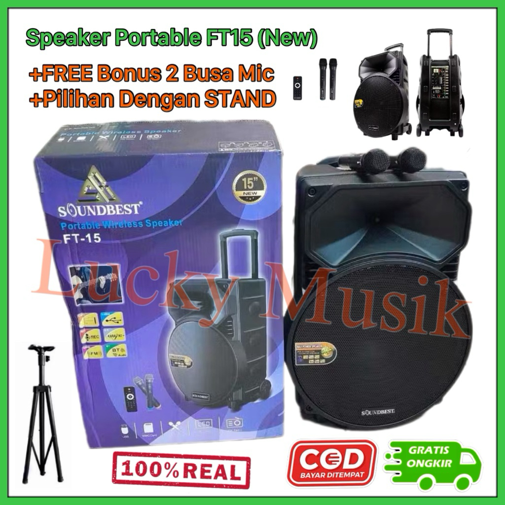 Speaker Portable Wireless Soundbest FT15 Original soundbest ft 15 portable 15 inch speaker portable 