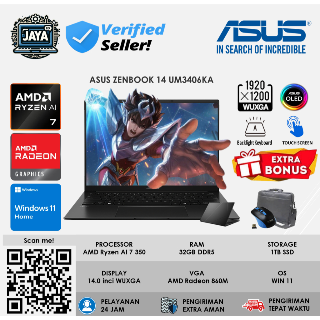 Asus Zenbook 14 UM3406KA Oled AMD Ryzen AI 7 350 Windows 11 Home