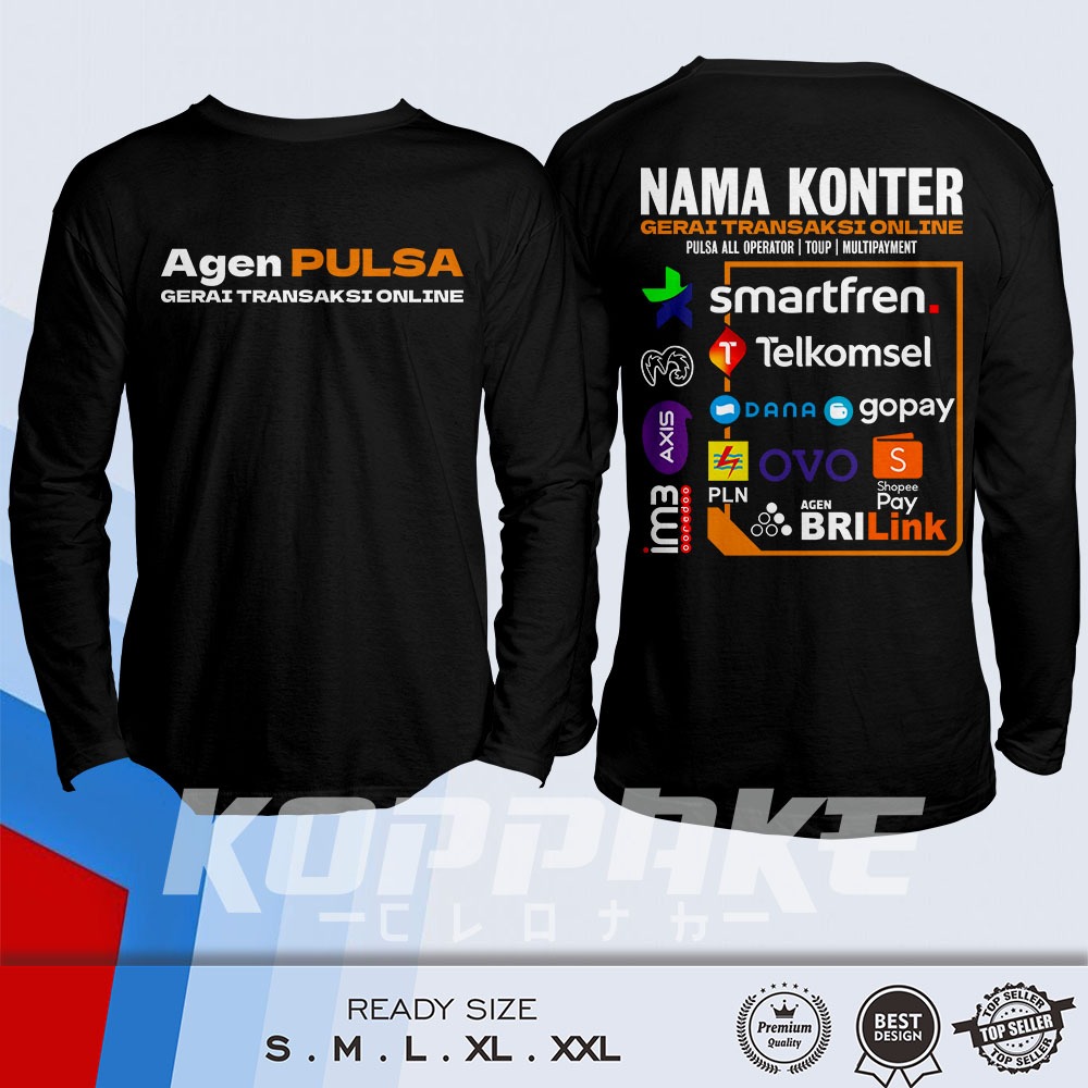Kaos Gerai Transaksi Online Pulsa All Operator Top Up Multy Payment Gratis Nama Konter Kamu Lengan P