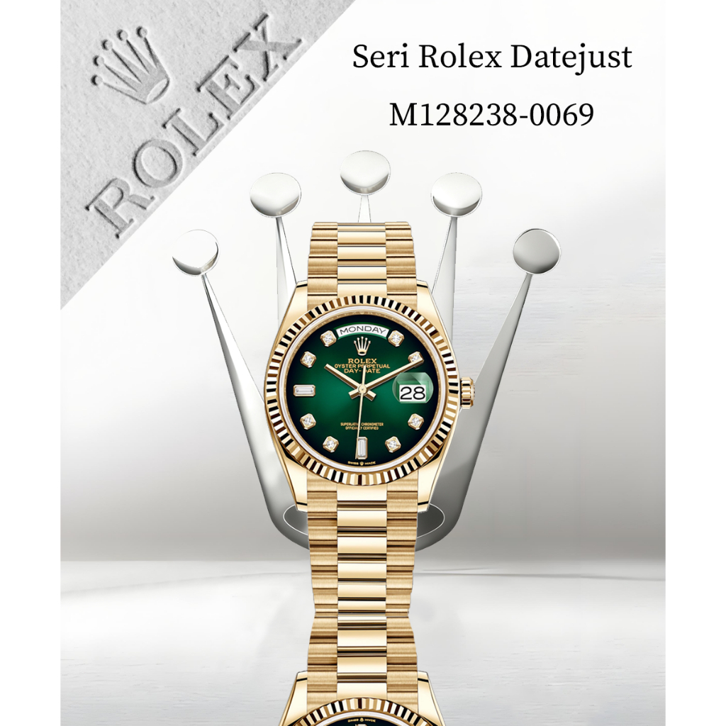 [100% Asli]Original Jam tangan Rolex Day Date m128238-0069 Automatic 18K Gold Bahan Teflon 36mm