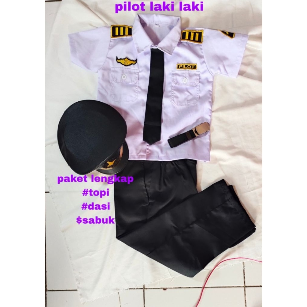Baju Pilot Anak Laki Laki Perempuan Seragam Profesi Anak Kostum Premium