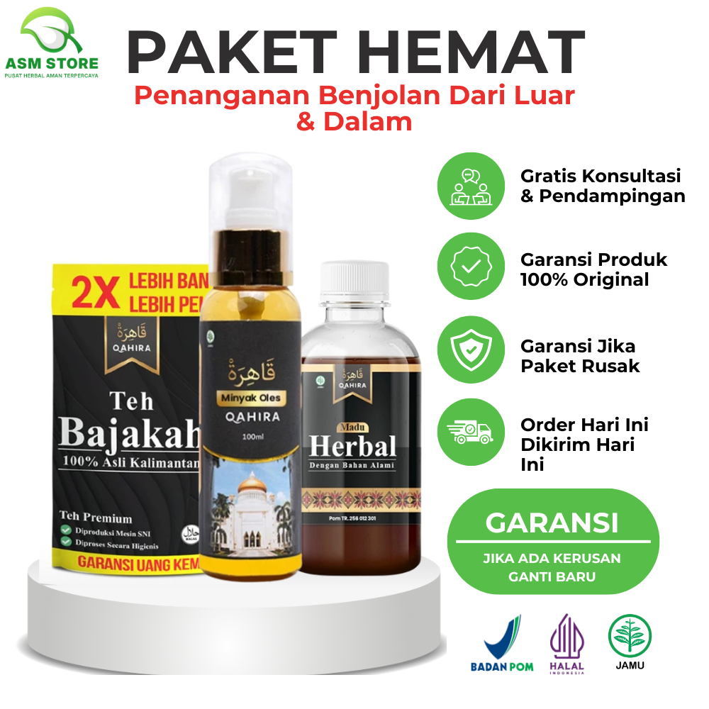 Qahira Minyak Oles Madu Herbal Teh Bajakah Original Kempeskan Benjolan Tanpa Operasi