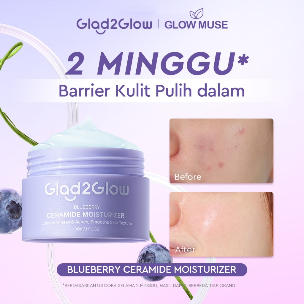 [100% ORI] Glad2Glow Blueberry Moisturizer 5% Ceramide Menjaga penghalang kulit Perbaikan wajah Pera