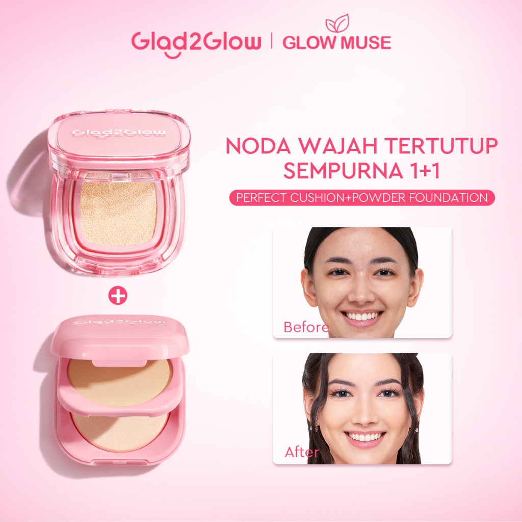 [100% ORI]Glad2Glow Perfect Blurring Powder Foundation&Perfect Cover Cushion foundation  Setting wat