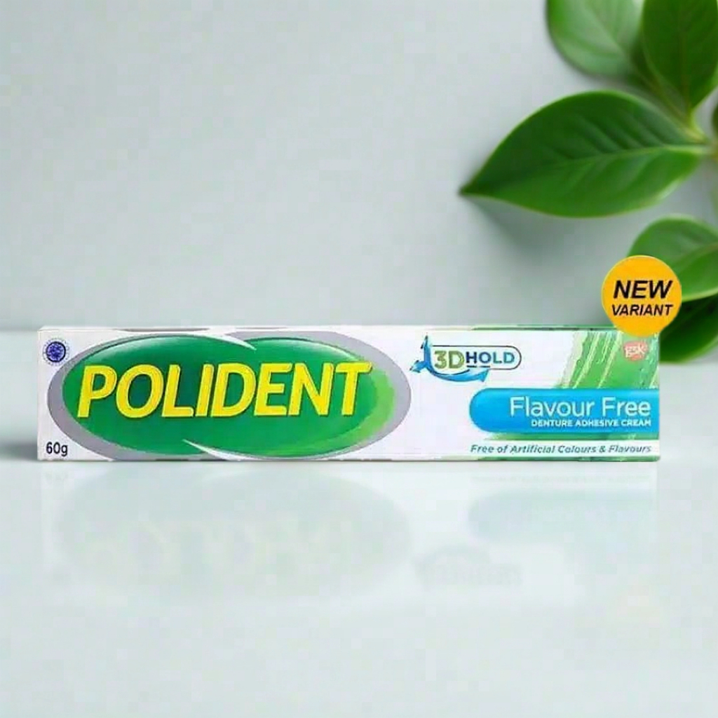 Lem Gigi Palsu Perekat Gigi Palsu Polident 60gr Perekat Gigi Tiruan Gigi Palsu