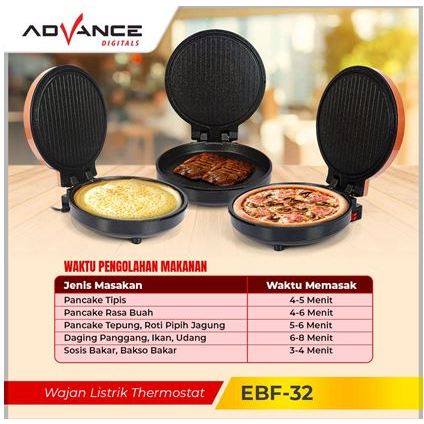 Advance EBF32 Wajan Pemanggang Listrik Alat Pemanggang Daging dan Membuat Pizza serbaguna
