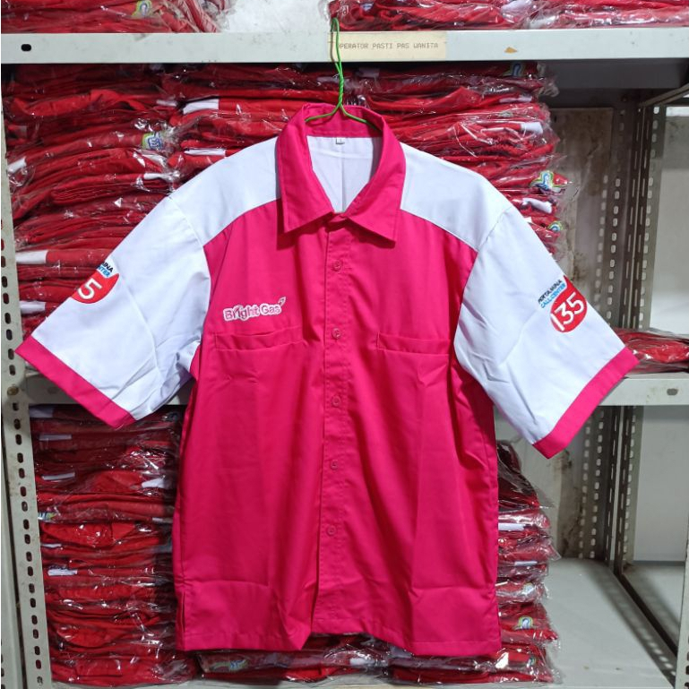 SERAGAM ELPIJI BRIGHT GAS PUTIH PINK KEMEJA KERJA BRIGHT GAS (KEMEJA)