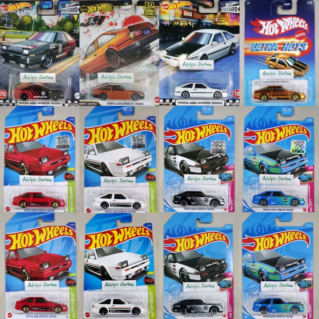 hotwheels hot wheels toyota AE86 AE 86 sprinter trueno hw hatchbacks drift factory sealed short card