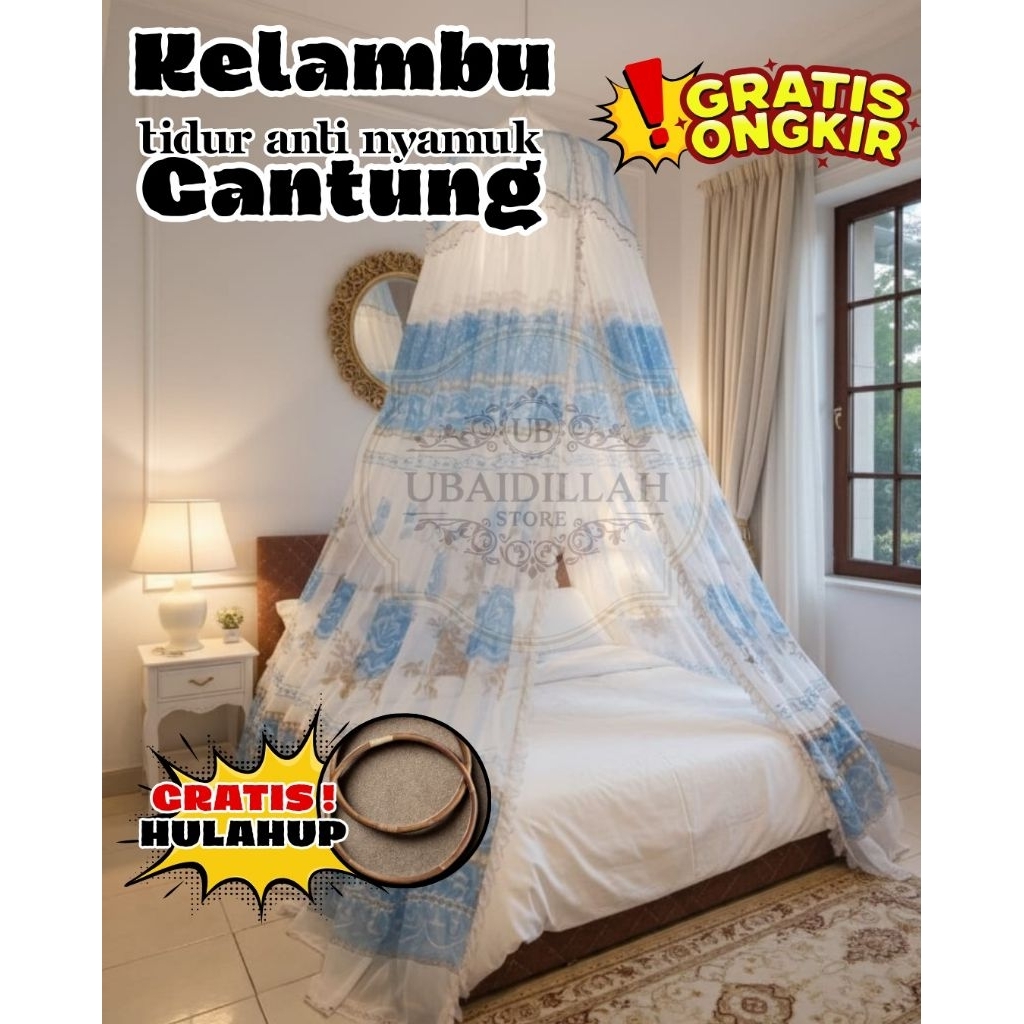 Kelambu Gantung Super Jumbo 200x200x300 Motif Bunga Sb Tebal Elegan