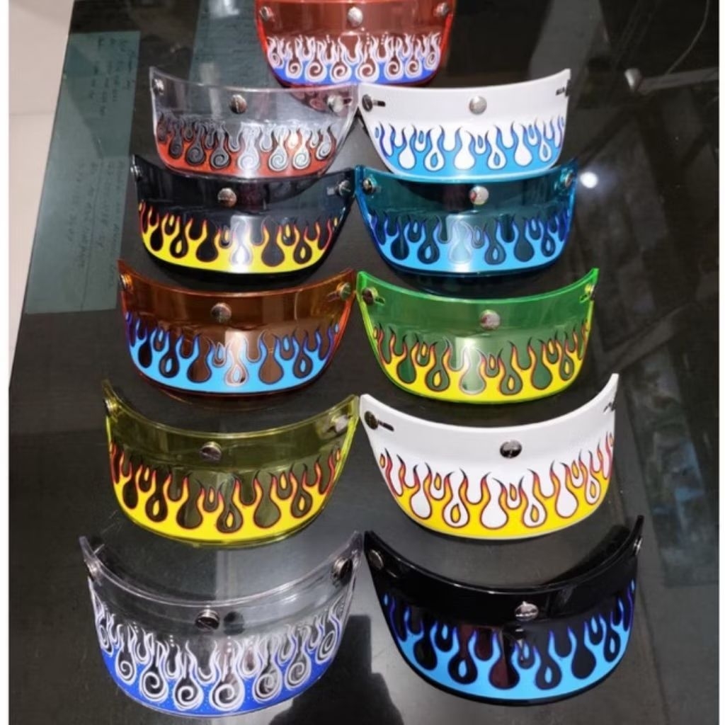 pet helm/helm slim head/helm half face/Japan Edition [ Premium Quality ] Warna Norisk Motif Api api 