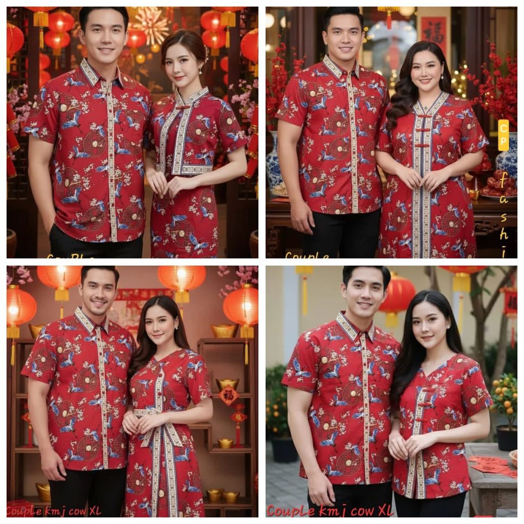 set pasangan couple batik shanghai 290 289 52626 56662 33600 54297/ set baju imlek cheongsam