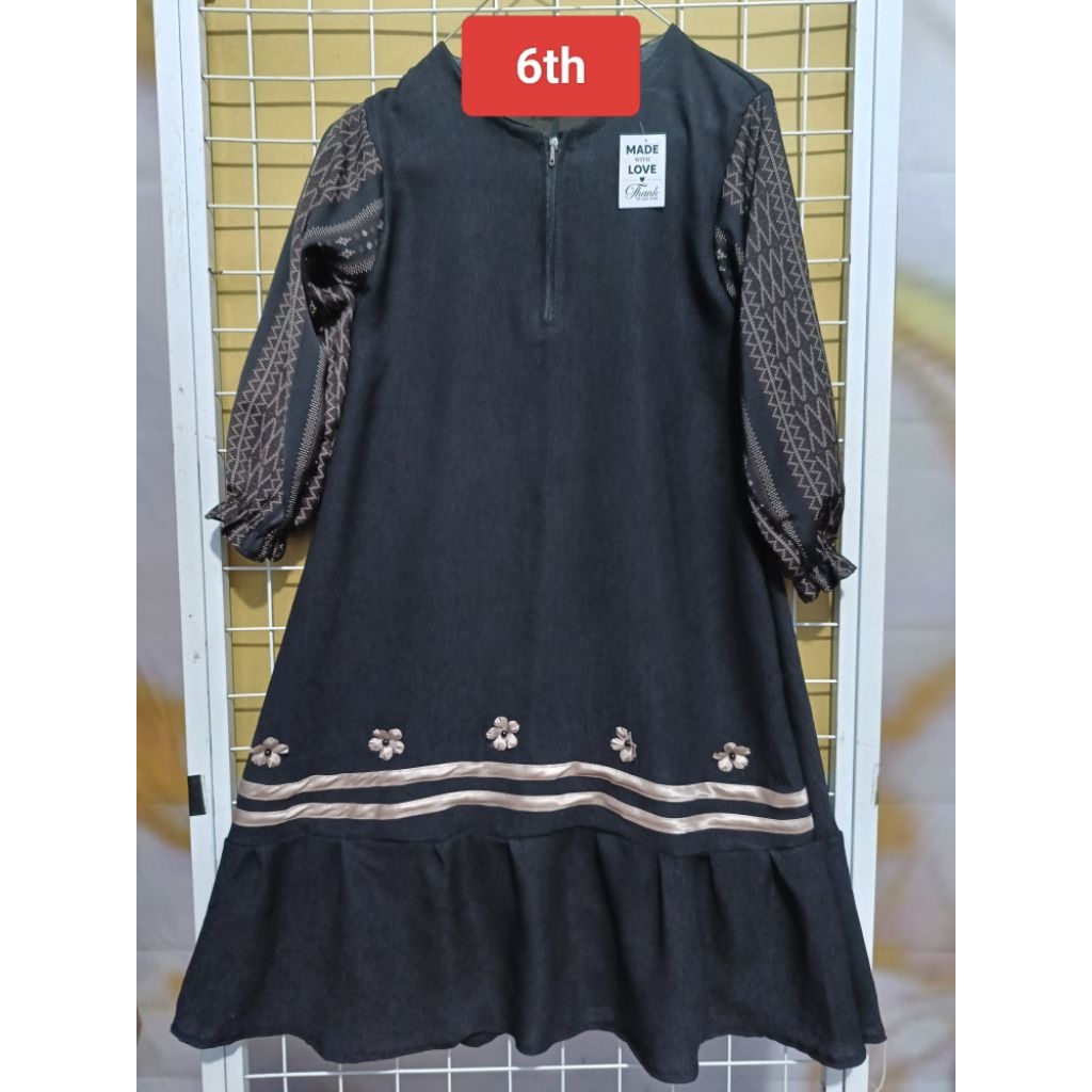 ABAYA ANAK PEREMPUAN 6 TAHUN/ GAMIS HITAM JETBLACK TEMBORO