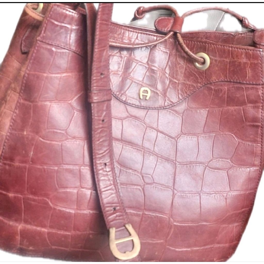 Tas wanita vintage Sling Bag Aigner Croco