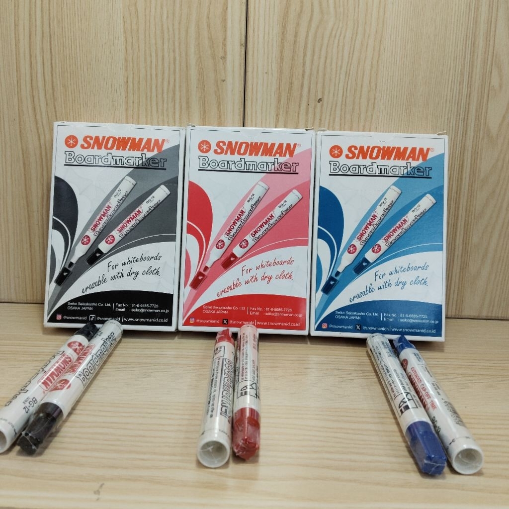 (1 PACK) White Board Marker/Spidol Papan Tulis Bisa Dihapus BG-12 Snowman