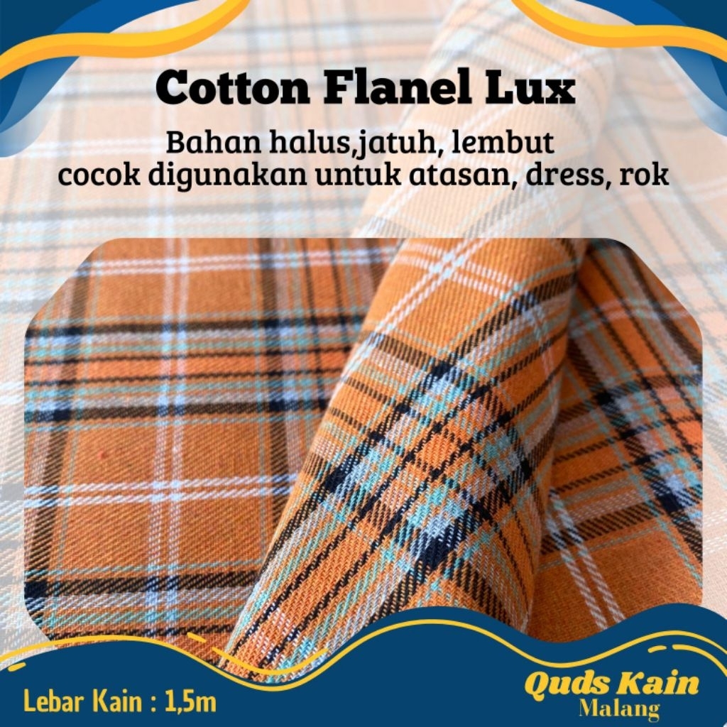 Kain Cotton Flanel Lux | Kain Flanel Motif Kotak
