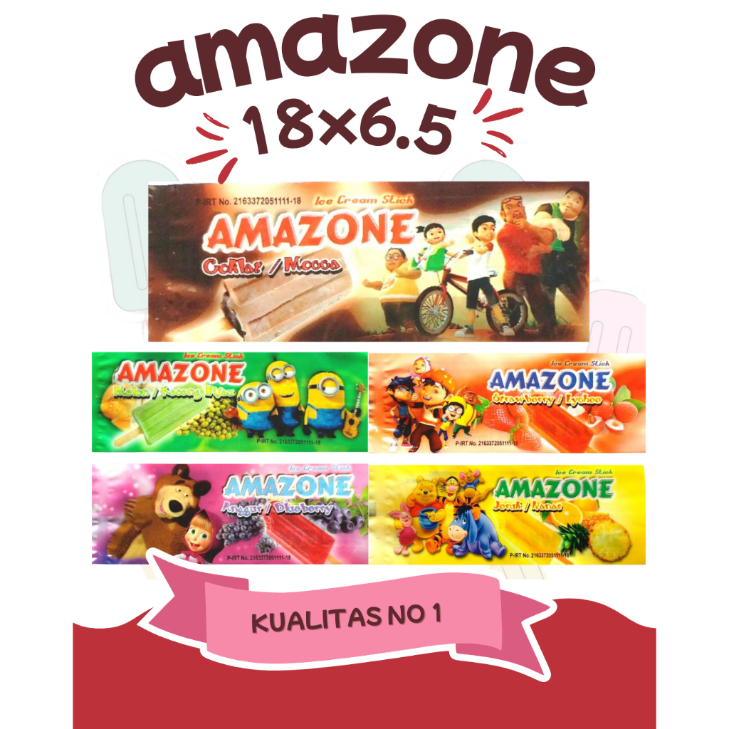 Kemasan Es Loly Amazone Plastik Es Krim Stick Murah  Kemasan Es Lilin Bergambar Aneka Karakter Lucu