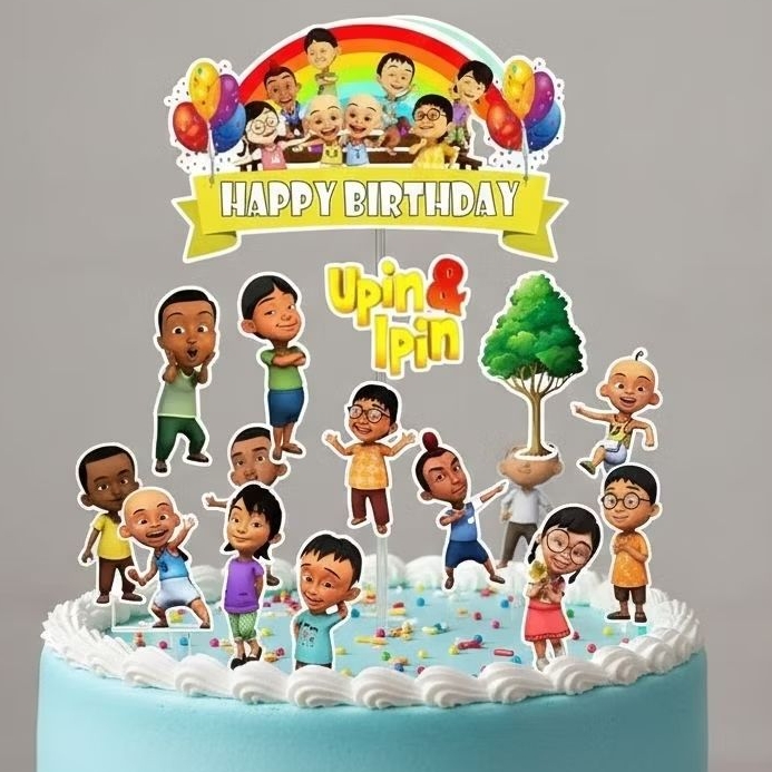 TOPPER CAKE ULANG TAHUN UPIN IPIN TOPPER CAKE CUSTOM / HIASAN KUE ULANG TAHUN