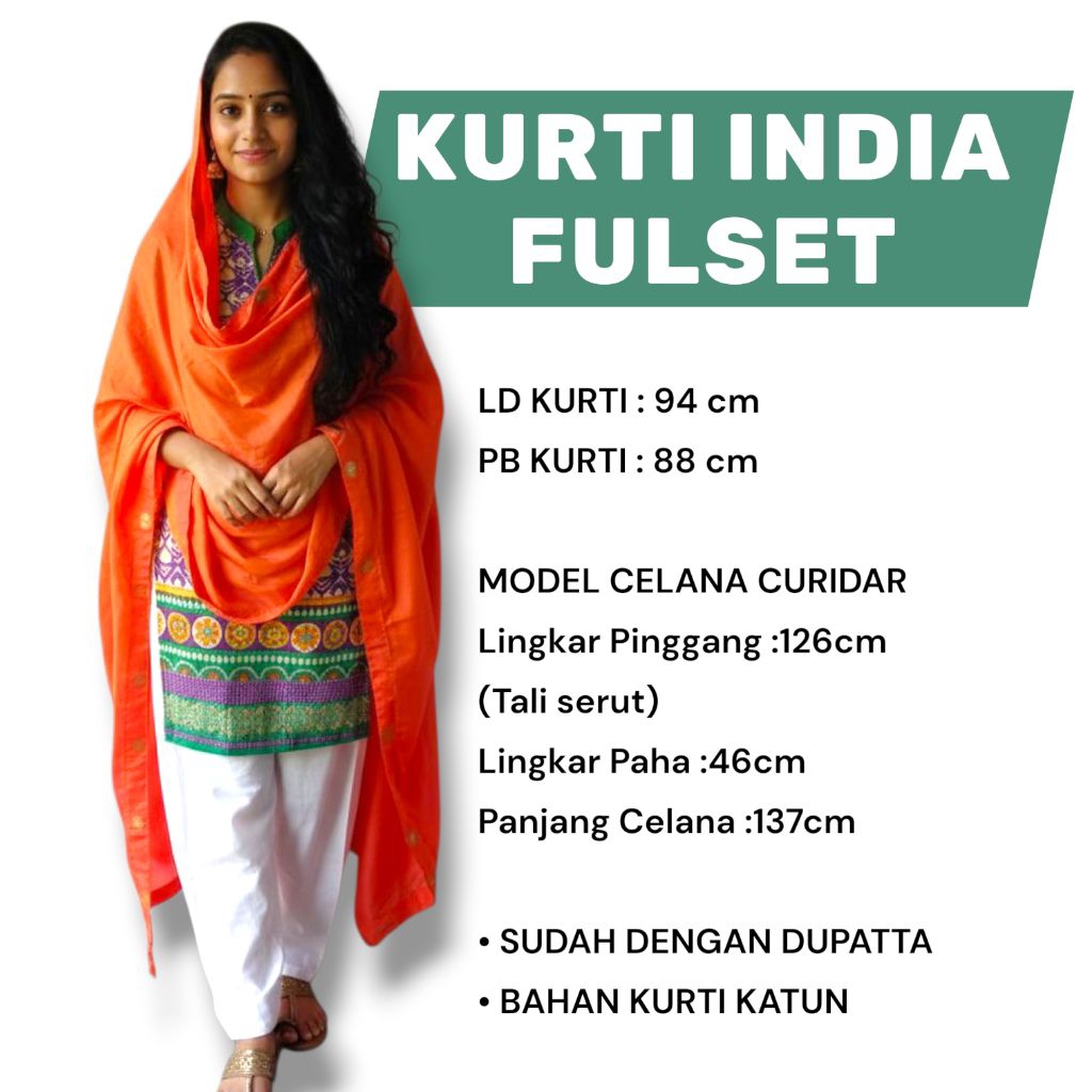 Kurti India Baju India Wanita Setelan Celana lengkap murah
