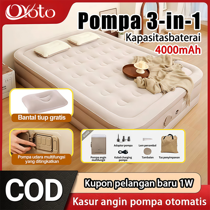 Kasur Tiup Pompa Otomatis Kasur Lipat Tiup Double Air Bed Kasur Udara Dengan Pompa Udara Kasur Tiup 